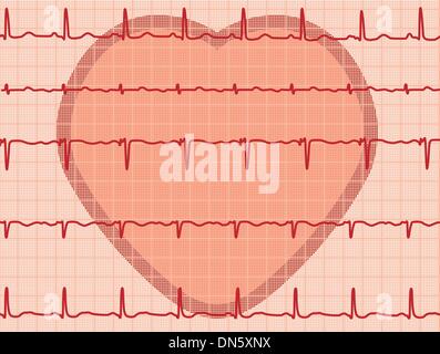 Battement de coeur et électrocardiogramme Illustration de Vecteur