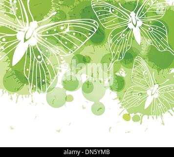 Vecteur de fond avec de beaux papillons et des taches vert Illustration de Vecteur