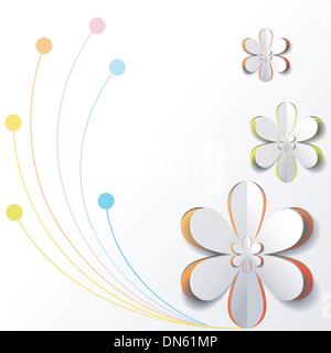 Fleur en Papier blanc sur fond coloré Design de carte Illustration de Vecteur