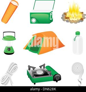 Camping Icon Set Illustration de Vecteur