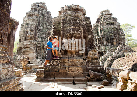 Visite de deux ancien temple, Angkor, Siem Reap, Cambodge Banque D'Images