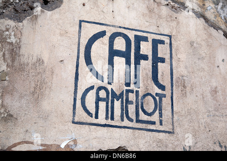 Cafe Camelot Sign in Krakow, Pologne Banque D'Images