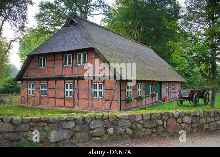 Ole Dat Huus Heath Museum sur l'agriculture, musée en plein air à Wilsede, Lunebourg / Lunenburg Landes, Basse-Saxe, Allemagne Banque D'Images