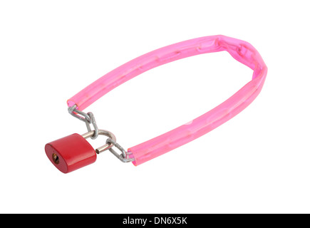 Cadenas de vélo sur fond blanc (avec chemin de détourage) Banque D'Images