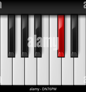 Touches de piano réalistes avec une red one. Banque D'Images