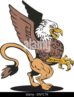 Griffin Lion Fighting Illustration de Vecteur