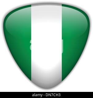 Bouton brillant Drapeau Nigeria Illustration de Vecteur