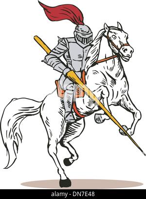Chevalier à cheval avec une épée Illustration de Vecteur