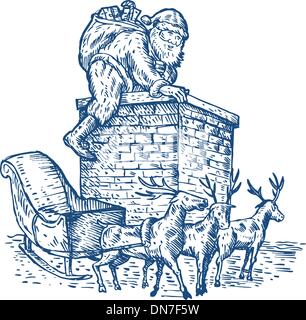 Père Noël sur la cheminée Illustration de Vecteur