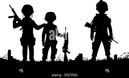 Enfants soldats Illustration de Vecteur