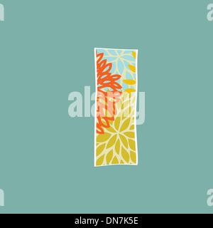 Floral dessiné à la main lettre isolé sur fond bleu. Alphabet Vintage vector Illustration de Vecteur