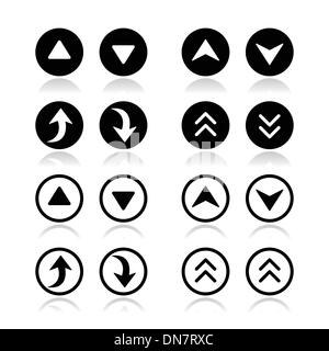 Flèches haut et bas round icons set Illustration de Vecteur