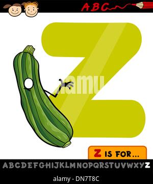 Lettre z pour les courgettes cartoon illustration Illustration de Vecteur