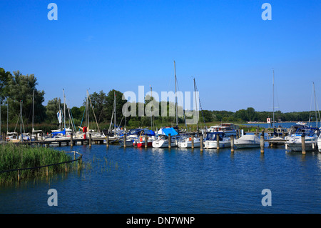 Marina au château près de Klink, Waren Mueritz Lac Mecklenburg, lacs, Mecklembourg Poméranie occidentale, l'Allemagne, de l'Europe Banque D'Images