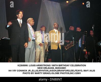 10 août 2001 - K22650MI : LOUIS ARMSTRONG 100E ANNIVERSAIRE.NEW ORLEANS, 08/03/2001.HARRY CONNICK JR., ELLIS,DANIEL,JASON,Branford Marsalis, DELFEAYO,. MARTY ISRAËL/(2001 Image : © Crédit Photos Globe/ZUMAPRESS.com) Banque D'Images