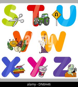 Caricature de l'éducation pour les enfants Lettres Alphabet Illustration de Vecteur