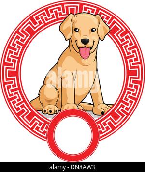 Signe zodiacal chinois Chien - Animaux Illustration de Vecteur
