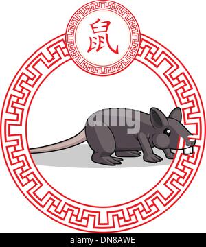 Signe zodiacal chinois Rat - Animaux Illustration de Vecteur