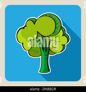 Hand drawn arbre vert. Illustration de Vecteur