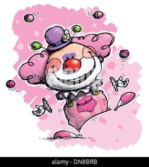 Clown Juggling - Couleurs de fille Illustration de Vecteur