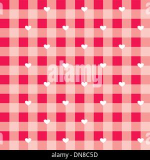 Seamless vector background valentines rouge - motif à damiers ou grille coeurs blancs avec plein d'amour Illustration de Vecteur