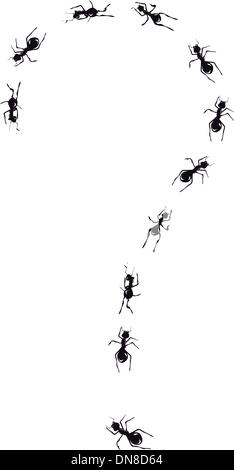 Point d'interrogation dessiné à la main fait des fourmis. Illustration de Vecteur