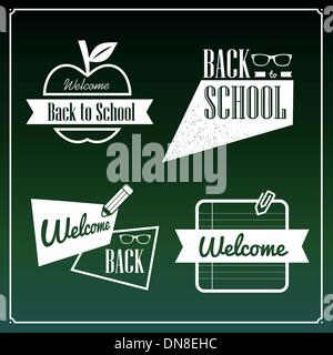 Retour à l'école des rubans retro green set. Illustration de Vecteur