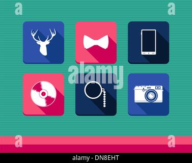 Les gens branchés rétro télévision style icons set. Illustration de Vecteur