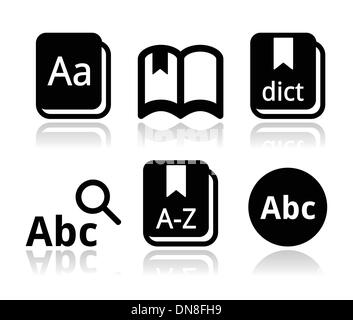 Livre dictionnaire vector icons set Illustration de Vecteur