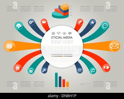 Schéma de couleurs Infographie social media icons illustration. Illustration de Vecteur