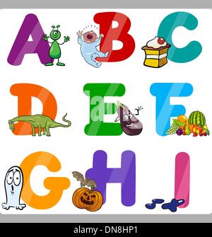 Caricature de l'éducation pour les enfants Lettres Alphabet Illustration de Vecteur
