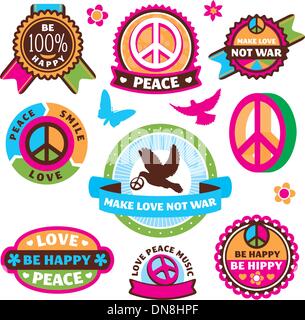 Ensemble de symboles de paix et d'étiquettes Illustration de Vecteur