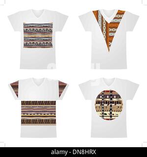 Ensemble de T-shirts avec des dessins d'un style africain Illustration de Vecteur