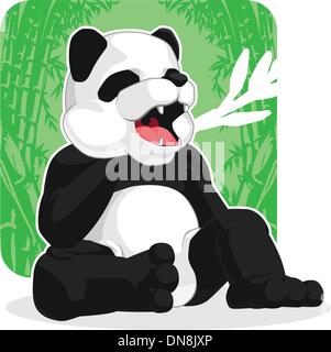 Panda manger des feuilles de bambou Illustration de Vecteur