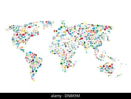 Réseau social, la communication dans les réseaux mondiaux Illustration de Vecteur