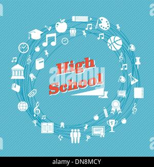 L'école secondaire de l'éducation d'icônes. Illustration de Vecteur