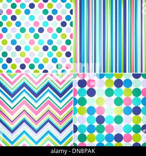 Bandes transparentes, zig zag et Polka Dots background Illustration de Vecteur