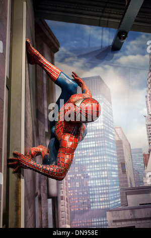 Spiderman cire figure dans le Madame Tussauds Amsterdam, Hollande, Pays-Bas. Banque D'Images