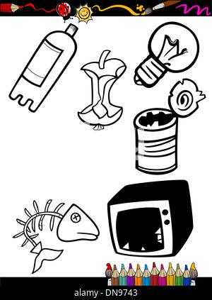 Les dessins à colorier les objets Illustration de Vecteur