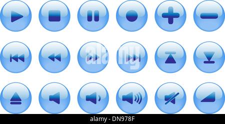 Ensemble d'icônes vectorielles bleu pour media player, internet ou une autre u Illustration de Vecteur