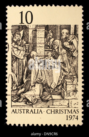 L'AUSTRALIE - circa 1974 : timbre imprimé en Australie montre l'Adoration des Rois par Dürer, vers 1974 Banque D'Images