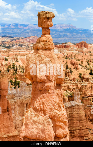 Thors Hammer monolith sur le sentier en boucle Navajo, Sunset Point, Bryce Amphitheater, Bryce Canyon National Park, Utah, USA Banque D'Images