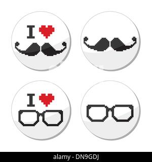 J'adore les lunettes et moustache moustache / icons set Illustration de Vecteur