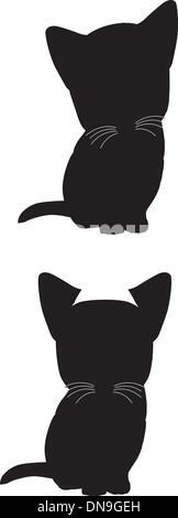 Silhouette noire de chats. Vector illustration. Illustration de Vecteur