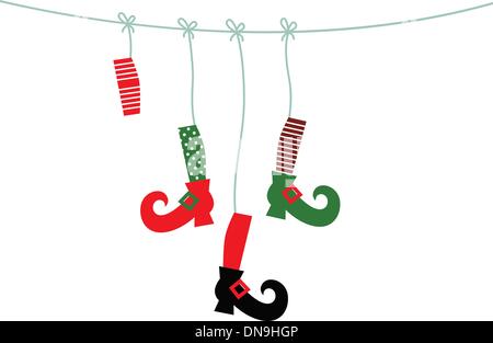 Symboles Santa jambes hanging isolated on white Illustration de Vecteur