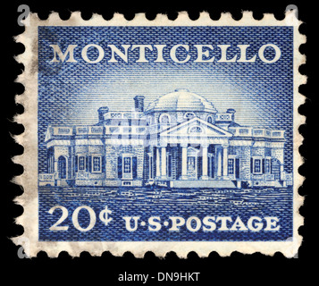 USA - VERS 1956 : timbre imprimé aux États-Unis montre Monticello, le domaine de Thomas Jefferson, 200e anniversaire, vers 1956 Banque D'Images