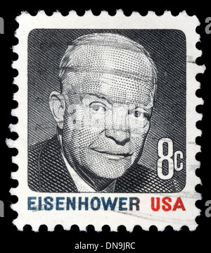 USA - vers 1970 un timbre imprimé aux États-Unis montre Portrait Président Dwight David Eisenhower vers 1970 Banque D'Images