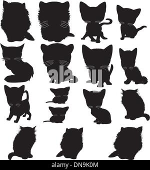 Silhouette de chat noir. Vector illustration. Illustration de Vecteur