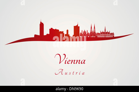 Les toits de Vienne en rouge et fond gris Banque D'Images