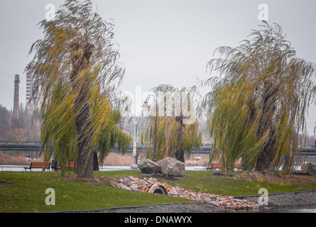 Matin de novembre dans un parc à Donetsk, Ukraine Banque D'Images